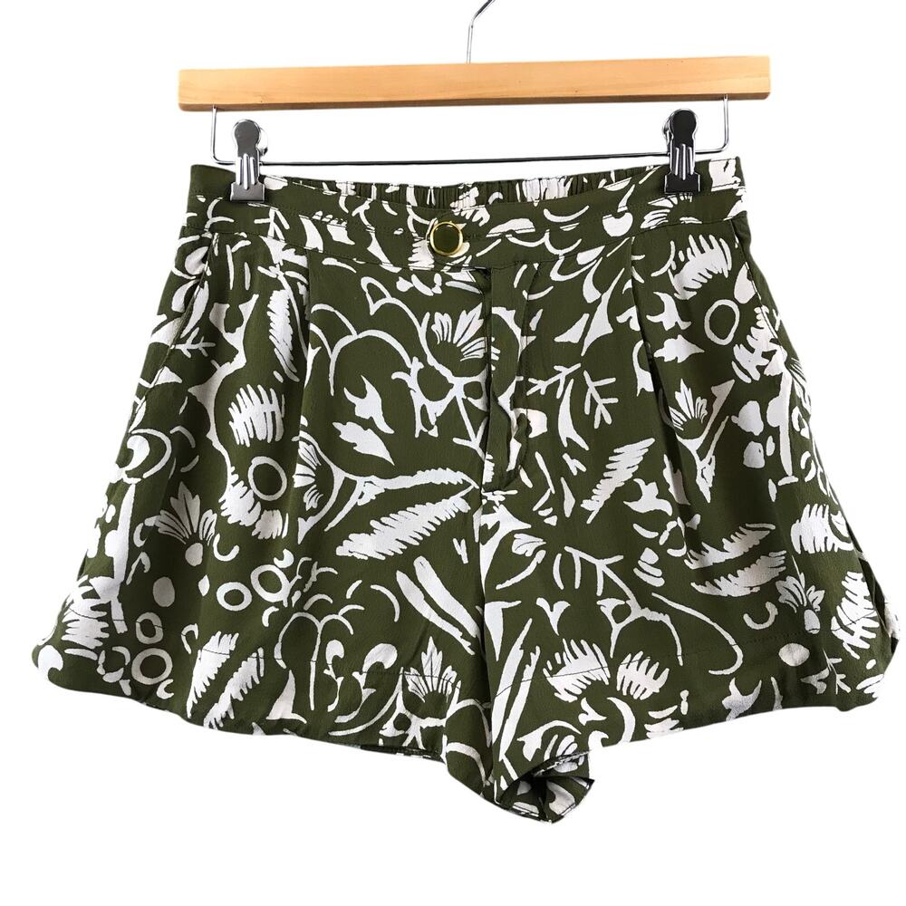 ANTHROPOLOGIE Ett:twa Clearwater Green/Cream Printed Shorts‎ Sz S